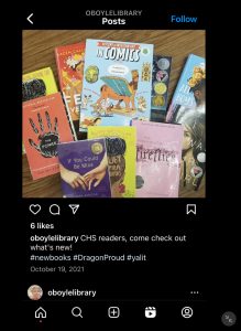 Cameron librarian Instgram post with All Boys Aren't Blue